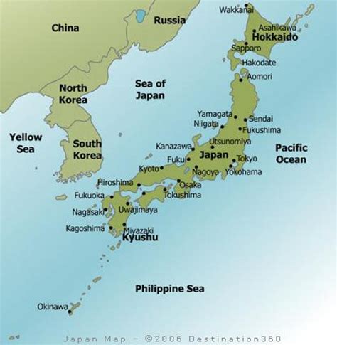 japan map with main cities